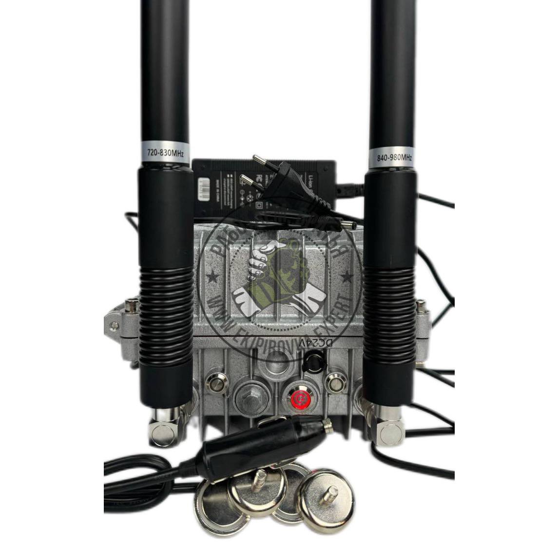 Блокиратор подавитель дронов FPV РОМАШКА 2 с АКБ 12000m , автомобильный переносной,  60Вт / 2 канала - подавление частот в диапазонах 720-730MHz / 830-980MHz 