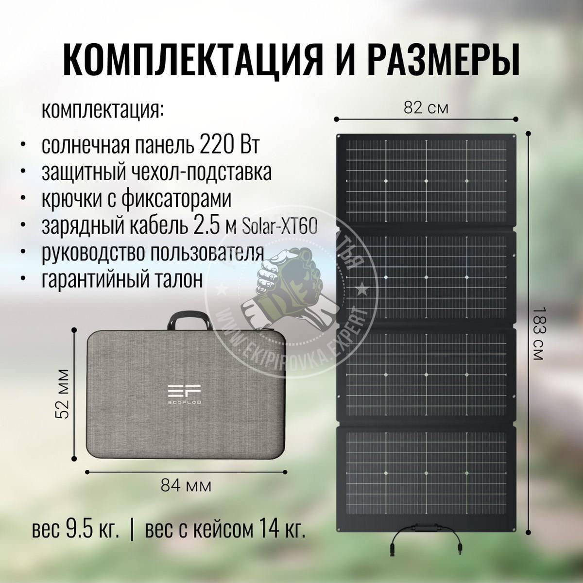 Солнечная панель складная двусторонняя EcoFlow 220W